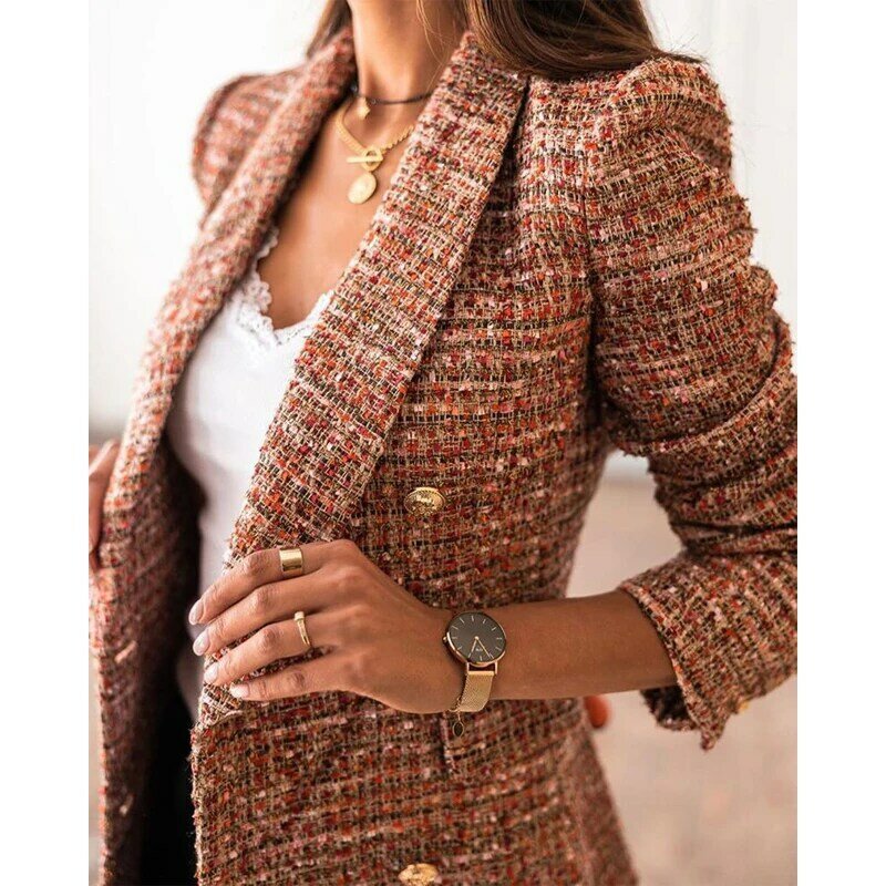 Frühling neue Mode Damen Anzug Blazer Mantel Retro Plaid gedruckt Knopf Mantel Büro Damen Pendler lässig Kleid Mantel S-3XL