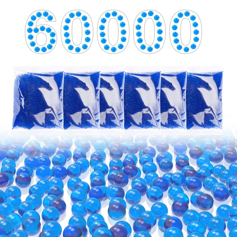 Water Kralen Blauwe Vulling Munitie (6 Pack-10,000 Per Pak) 7-8Mm Water Kralen Gel Splater Ball Compatibel Met Ploetert Bal Speelgoed