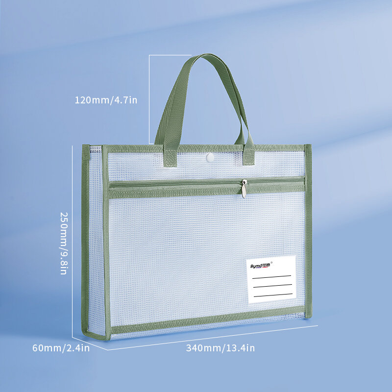 Bolsa de malla con cremallera para almacenamiento de documentos A4, bolsa de archivo estéreo transparente, resistente al agua, de gran capacidad, gruesa, EVA