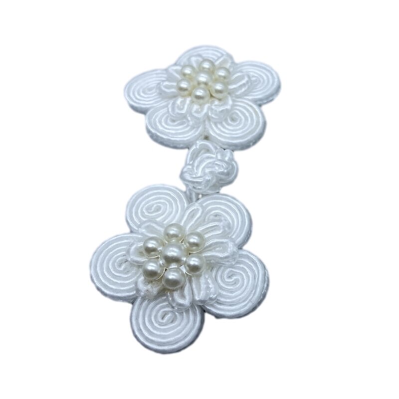 E15e botões fechamento com nó chinês, flor vintage pérola, ornamento tradicional cheongsam