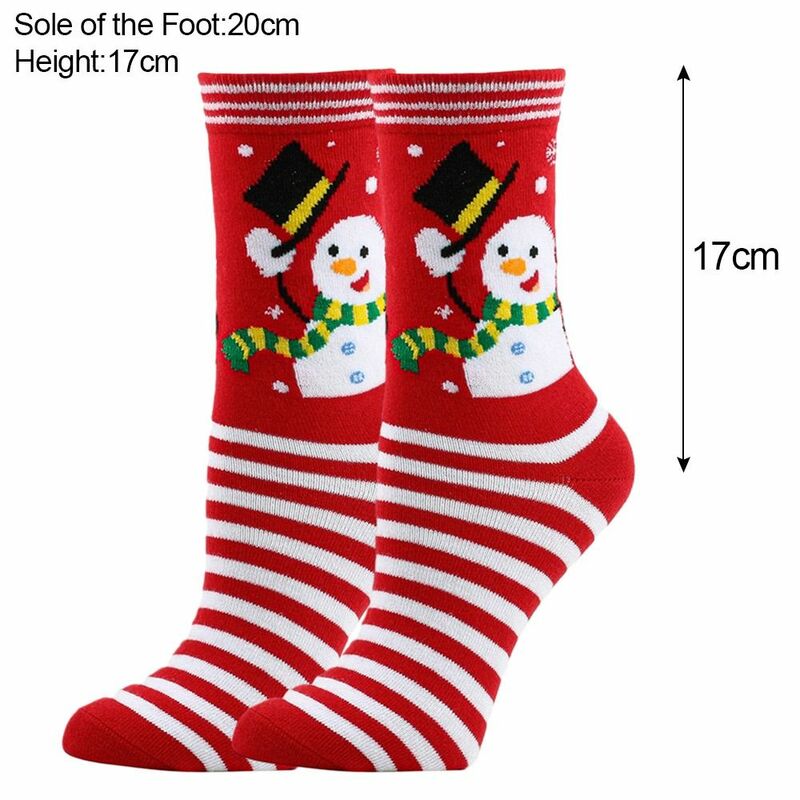 ถุงเท้าคริสต์มาสหนาถุงเท้ากลางท่อถุงเท้าสโนว์แมนแปลกใหม่ถุงเท้าถักผ้าฝ้ายถุงเท้าตลกชายหญิง