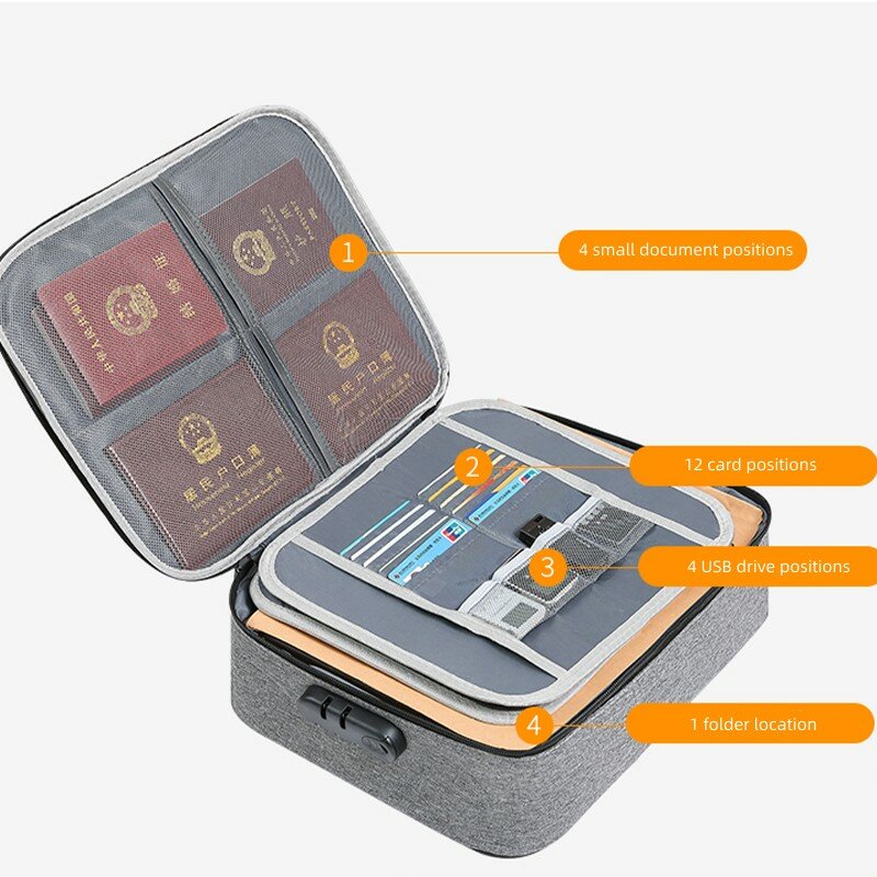 Portadocumenti portadocumenti portadocumenti A4 portadocumenti da donna da uomo portamonete Passport Home Safe Functional File Storage Case