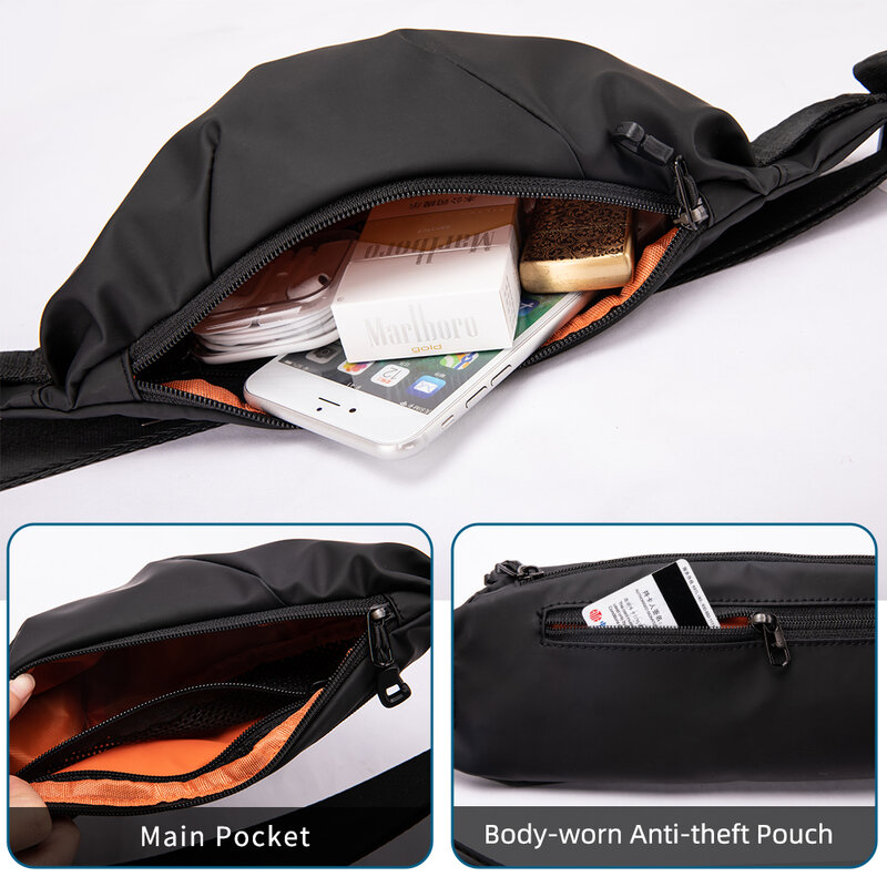 HcanKcan Men's Casual Sports Waist Bag fashion Travel Shoulder Pack Multifuctional Running Chest Pack For Women YKK Zipper Fanny