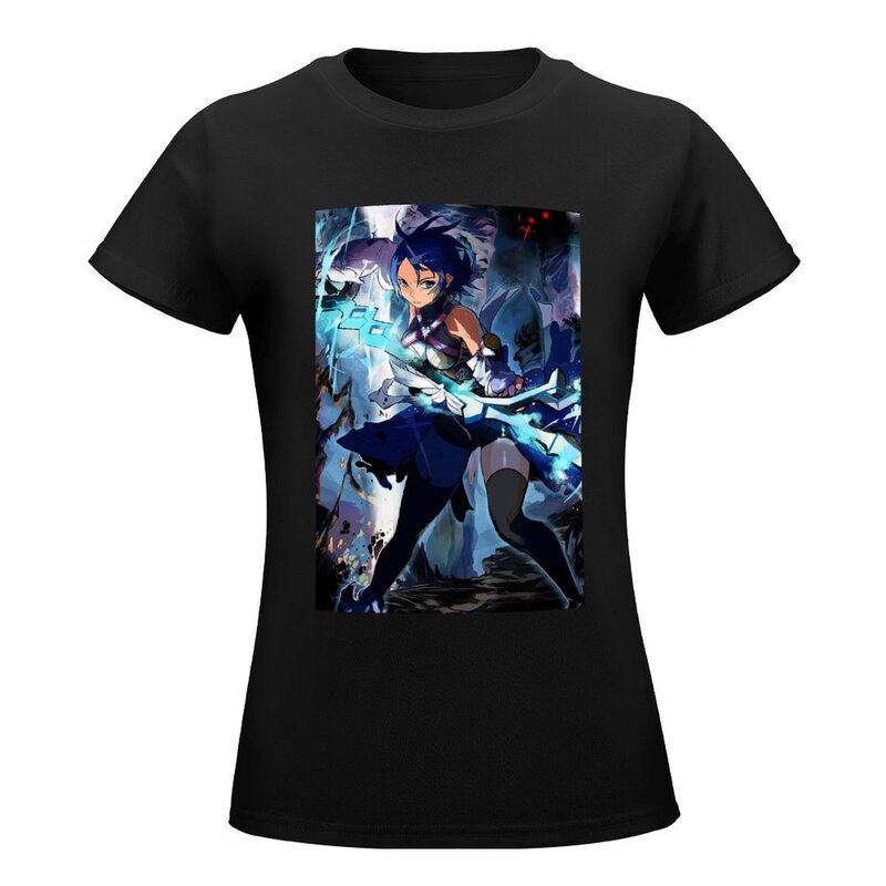 Camiseta superdimensionada Aqua Anime feminina, roupas de verão