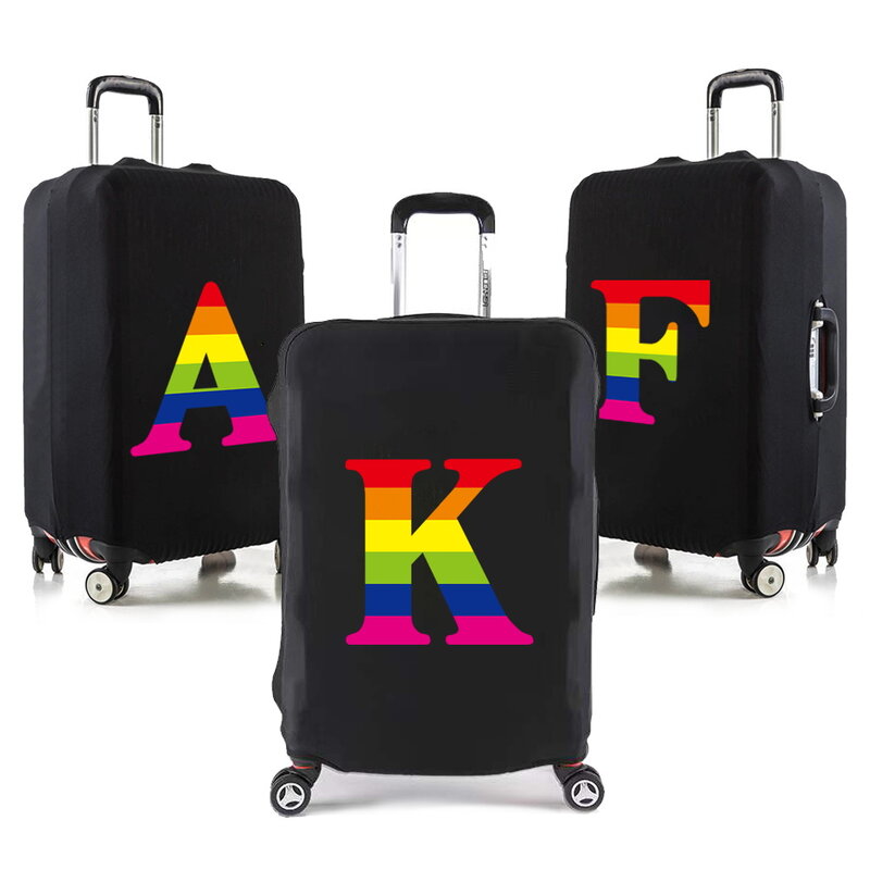 Elastic Luggage Protective Cover Rainbow Letters Print Travel Accessories Trolley Duffle Protection Case for 18-32 Inch Suitcase