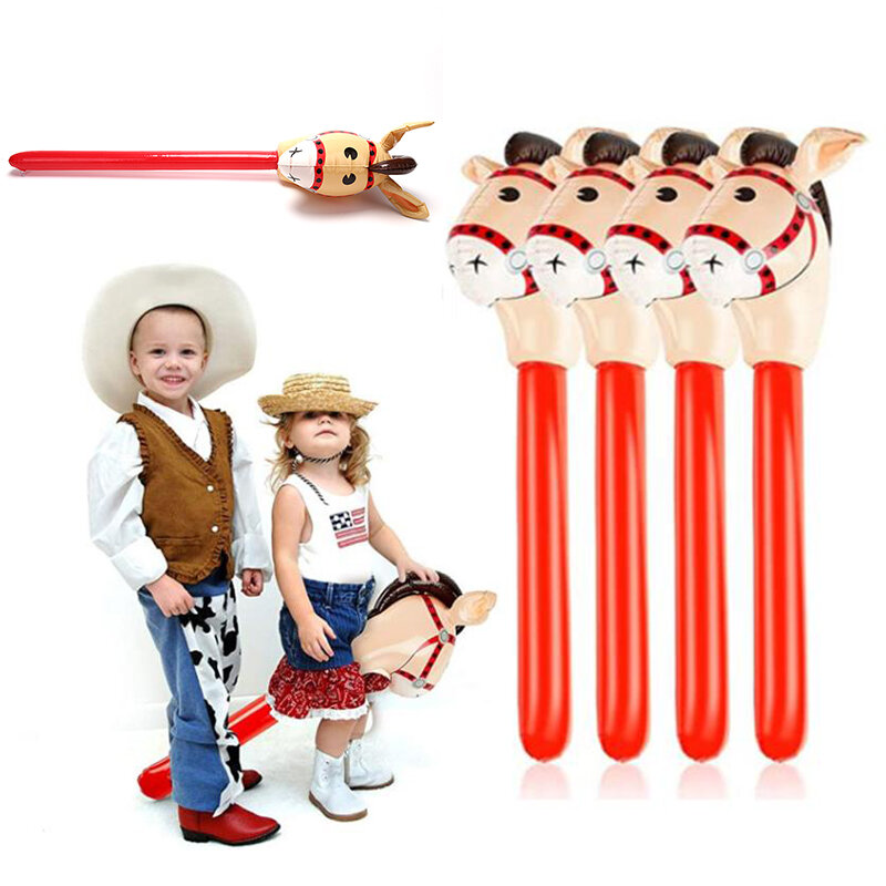 Cute Cartoon Inflatable Hammer Air Hammer With Bell Kids Children Blow Up Noise Maker Toys Horse Heads Cowgirl  Inflatable Ball