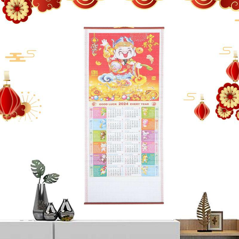 Calendario del capodanno cinese Scroll 2024 anno del calendario da parete del drago per pianificatore settimanale giornaliero casa