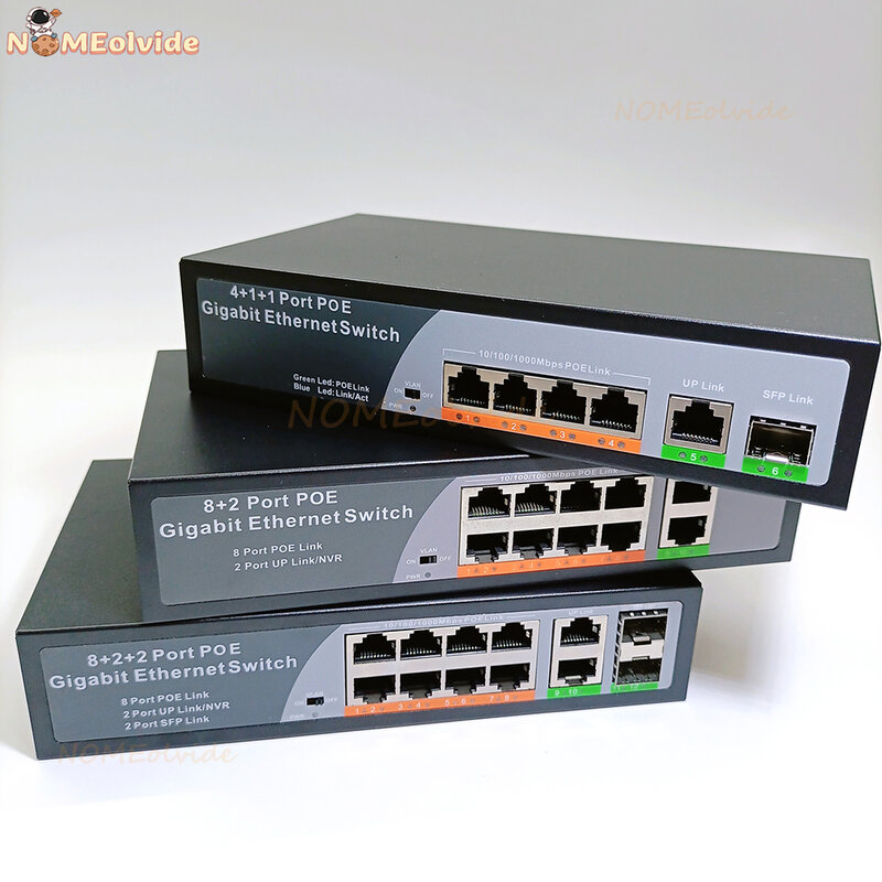 POE 기가비트 이더넷 스위치, 액티브 네트워크 스위치, 전원 공급 장치 추가, 10, 100, 1000Mbps, IP 카메라, 무선 AP, VLAN 기능
