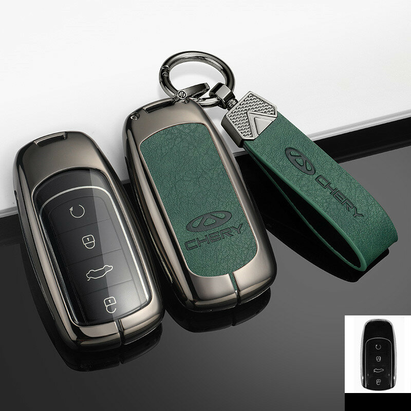 Couro Zinc Alloy Remote Key Case, Cobertura completa para Chery Tiggo 7, Tiggo 8 Pro, 8 PLUS, Arrizo 5, Concha protetora, Acessórios de carro
