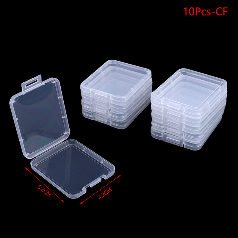Caixa transparente do armazenamento do cartão de memória, caixa plástica desobstruída, caixa individual do suporte, SD, TF, CF, novo, 10 PCes