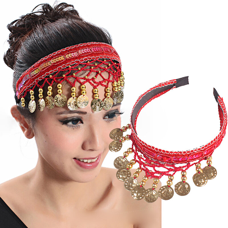 أغطية رأس للرقص الهندي للنساء ، سلسلة رأس للأداء ، عصابة شعر للرقص الشرقي مع شرابات ، عصابة رأس غجرية ، إكسسوارات ملابس عِرقية