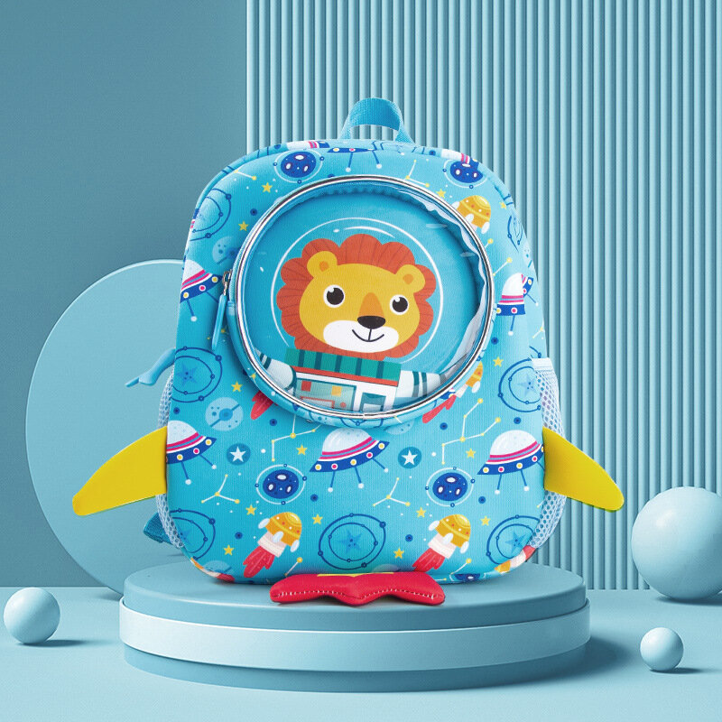 Mochila transparente com janela frontal, mochila dos desenhos animados do astronauta, jardim de infância dinossauro, meninos e meninas, novo