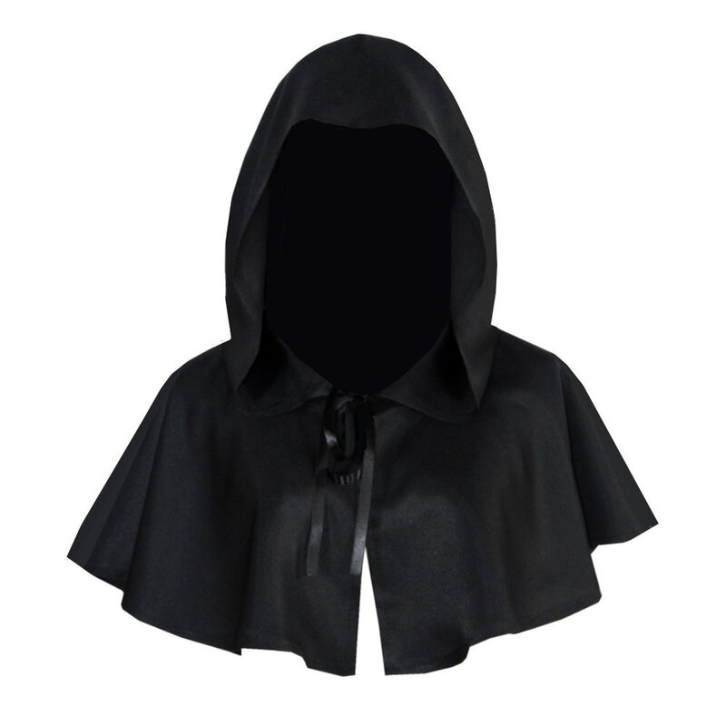 Halloween Cosplay Death Cape Short Hooded Cloak Hat Wizard Witch Costumes Vampire Devil Wizard Black Cape Cowl Party Accessories