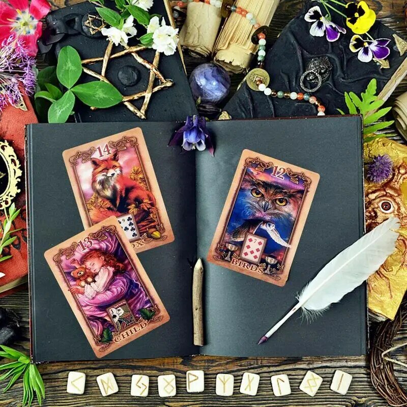 47pcs Tarot Cards Lustrous Lenormand Tarot Oracle Psychological Deck Prophecys Divination Cards for Board Game Divination Card