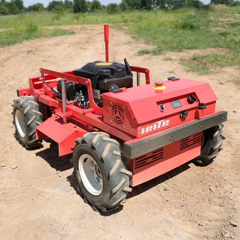 Customized Remote control lawn mower, four-wheel drive pastoral management lawn mowing robot, crawler remote control lawn mower