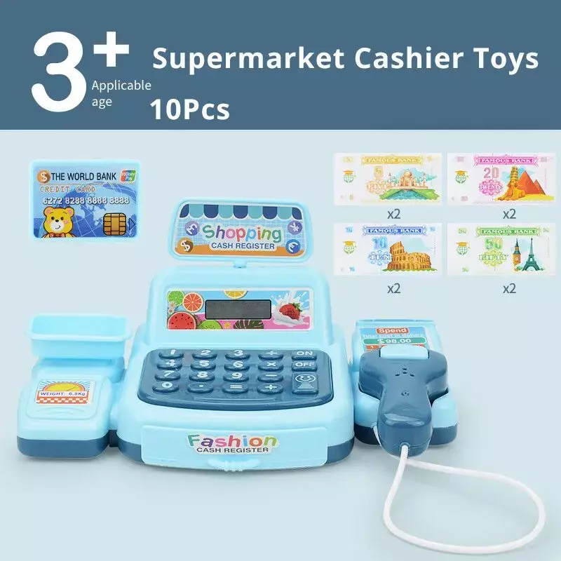Simulação Compras Cash House Brinquedos, Jogo Eletrônico, Iluminação e Efeitos Sonoros, Supermercado Caixa Brinquedos