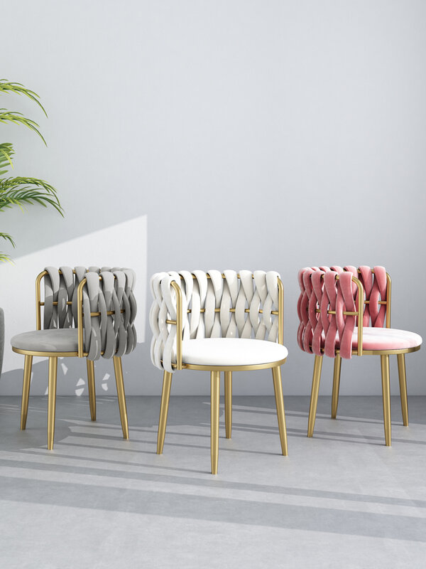 Fotel wypoczynkowy tkane aksamitne sypialnia salon kosmetyczne miękkie krzesła Nordic fotele nowoczesny dom kuchnia jadalnia meble stołek
