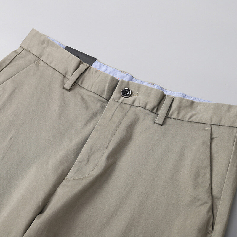 Pantaloni Casual piatti estivi abbigliamento uomo nero verde blu kaki marrone pantaloni da uomo tuta dritta 95% cotone pantaloni da uomo