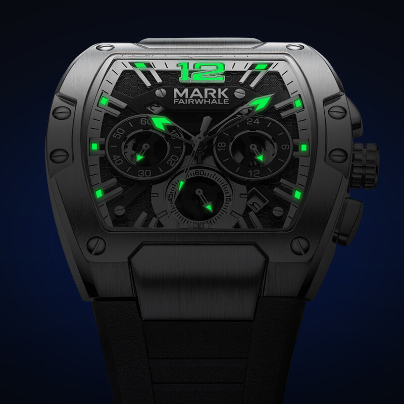 2024 orologi sportivi da uomo Brand Mark Fairwhale Fashion cinturino in Silicone orologi da polso al quarzo Luxury Tonneau orologi maschili Reloj Hombre