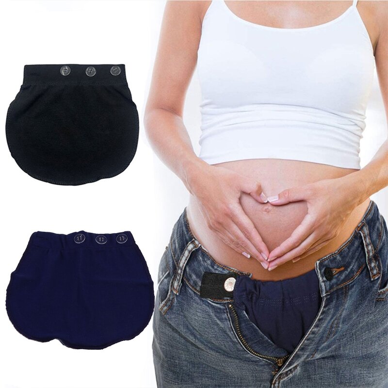 Gordo maternidade cintura extensor elástico calças cinto extensão fivela botão gravidez pano fivela acessórios