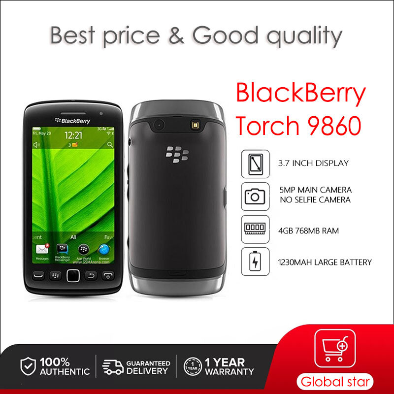Blackberry – smartphone Torch 9860 reconditionné et Original débloqué, téléphone portable, 768 mo + 4 go, caméra 5mp, livraison gratuite