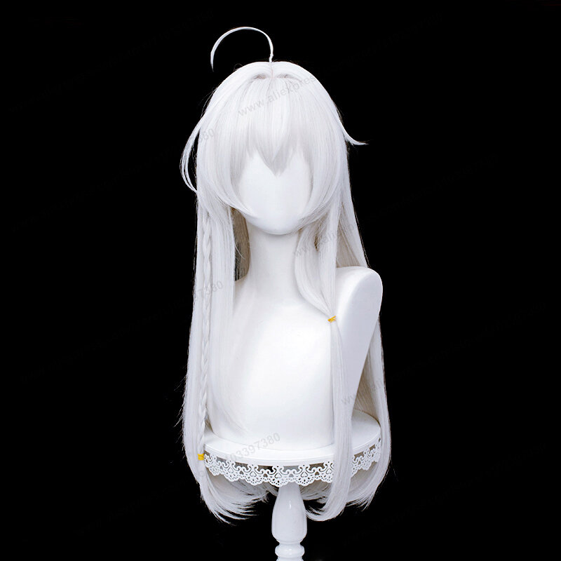 Anime Elaina peruka do cosplay 70cm długie srebrno-białe włosy damskie żaroodporne peruki na Halloween + czapka z peruką