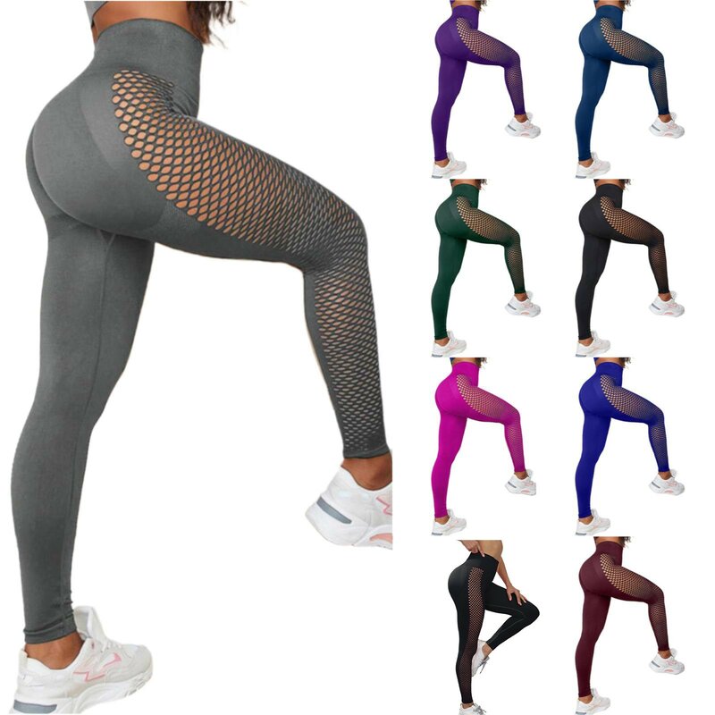 Mallas Push Up de cintura alta para mujer, pantalones de Yoga para gimnasio, mallas deportivas de Color sólido, Sexy