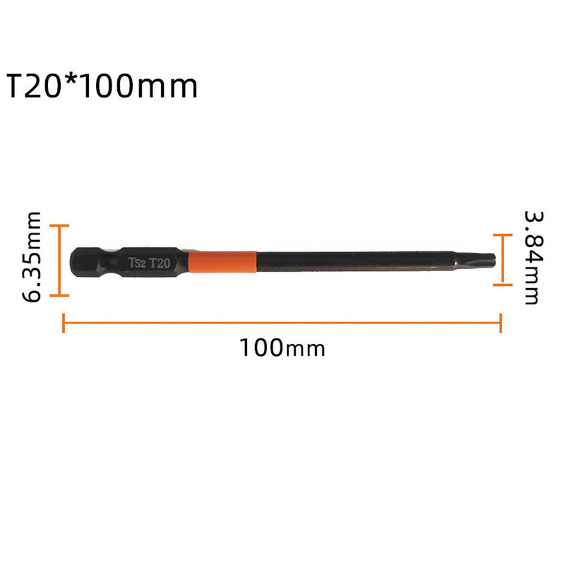 1PC 100mm 1/4 Inch Hex Head  Drill Bit Magnetic Torx Screwdriver Bits T10/T15/T20/T25//T30/T40 For Electric Manual Screwdrivers