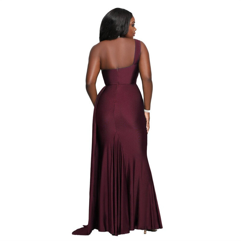 2024 neue einfache und elegante Mode ärmellose eine Schulter sexy und elegant enge hohe Taille Split-Stil Abendkleid
