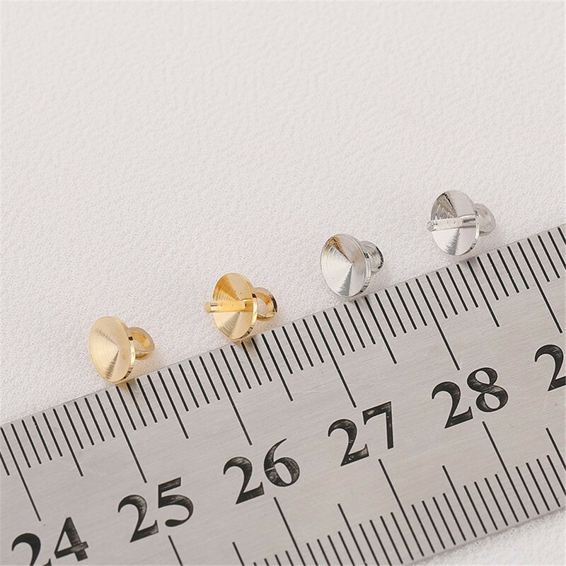 18K True Gold Needle Hanging Hat Connection Bead and Flower Set Handmade DIY Making Pearl Ear Jewelry Material Accessories