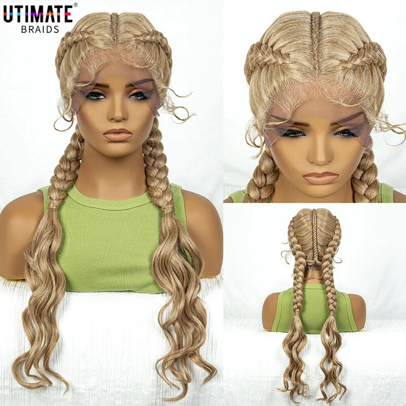 Синтетические плетеные парики с кудрявыми волнами для женщин, фронтальные афро плетеные парики с детскими волосами для девочек 30 дюймов