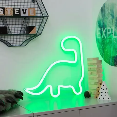 공룡 LED 네온 조명, 다채로운 네온 사인, 벽걸이 장식, 야간 램프, 침실 벽 램프, 켜기/끄기 램프