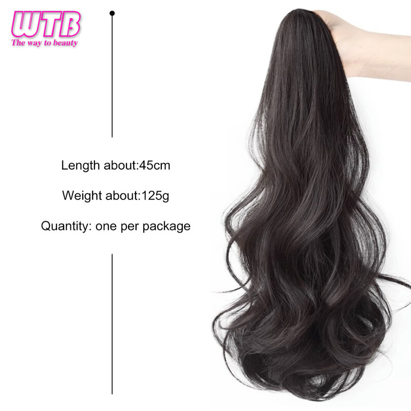 WTB Synthetic Long Curly Wig Ponytail Female Pear Flower Roll Small Grab Clip High Ponytail Natural Fluffy Wig Ponytail