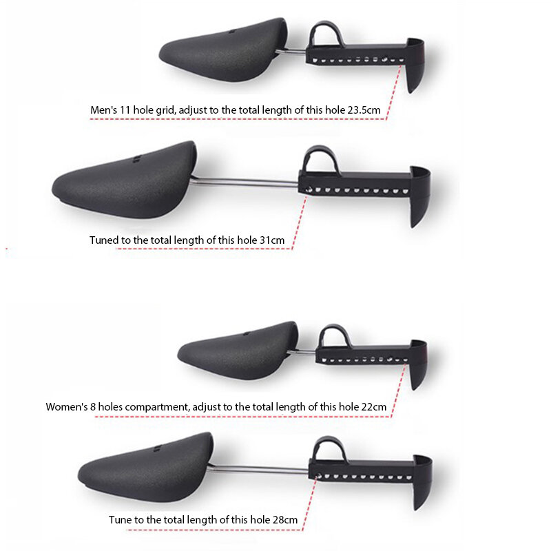 1 Paar Plastic Shoe Tree Shaper Vormen Brancard Verstelbare Voor Vrouwen Mannen Unisex Zwart