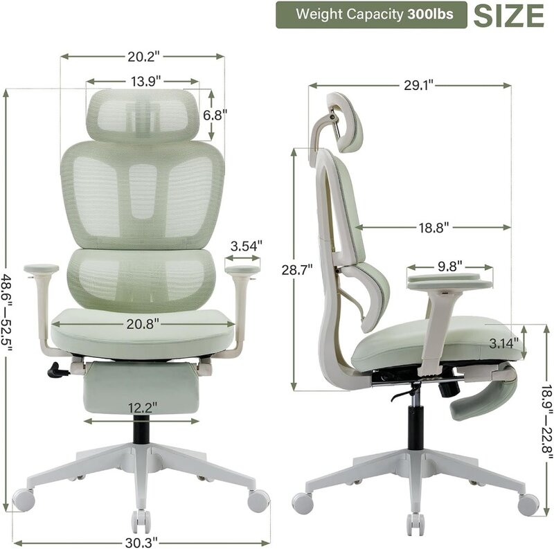 Эргономичный офисный стул с подставкой для ног, Офисный Компьютерный стул с высокой спинкой и динамической поддержкой поясницы, 2D подголовник, 2D подлокотник