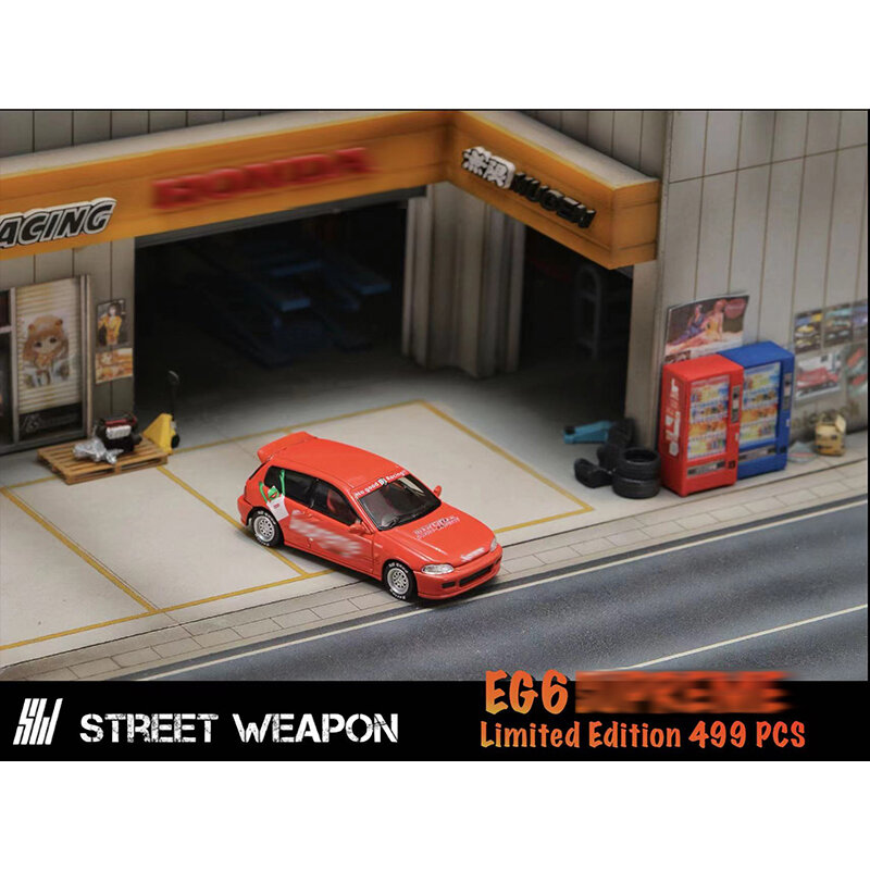 SW-modelo de coche de carreras, juguete en miniatura, Arma de calle, 1:64 EG6 Tipo R No Good Racing Diecast Diorama