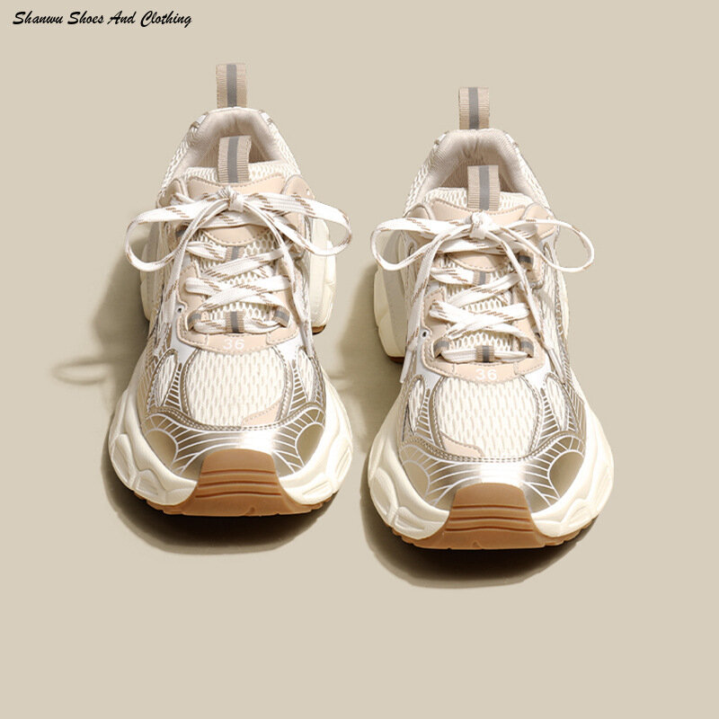 Кроссовки женские на толстой подошве, сетчатые дышащие кроссовки, универсальная повседневная спортивная обувь, весна-осень 2024