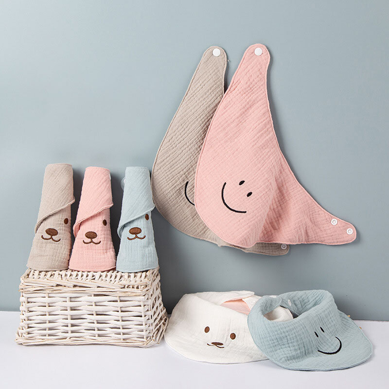 Baby Bibs Infant Cotton Solid Candy Color Triangle Scarf Feeding Saliva Towel Bandana Burp Cloth For Newborn Boys Girls Bib