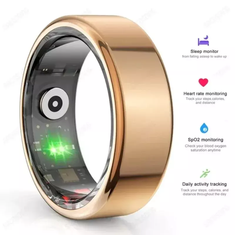 Smart Rings for Men Women Waterproof Heart Rate Blood Oxygen Sleep Monitoring Blood Pressure Multi-sport Modes Bluetooth Tracker