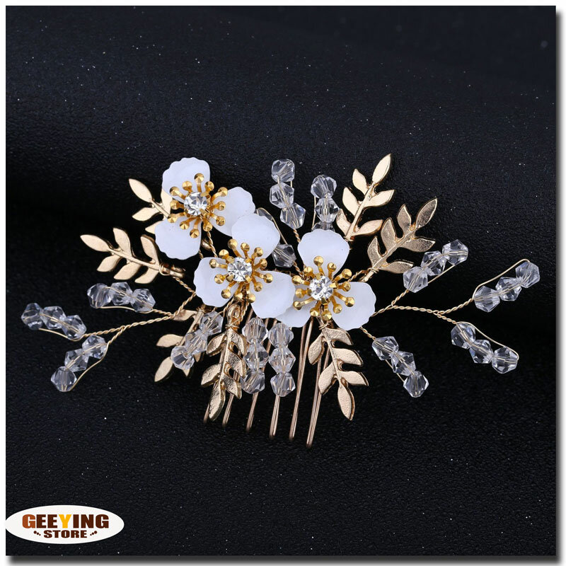 Berlian imitasi mutiara sisir rambut aksesoris rambut pernikahan buatan tangan klip rambut wanita mengumpulkan pesta perhiasan