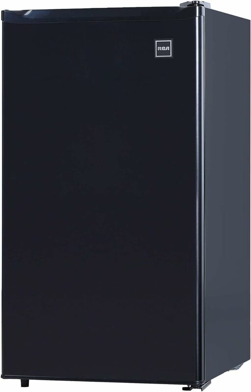 Одиночный мини-холодильник-Морозильный отсек-регулируемый термостат-Реверсивные двери-идеальная квартира-черный 3,2 куб. Фута