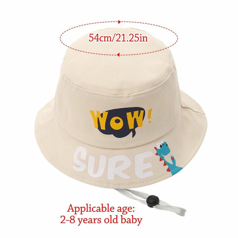 Proteção UV Outdoor Bucket Hat for Kids, Boné de praia de algodão poliéster, Chapéu Panamá respirável para criança, Desenhos animados bonitos