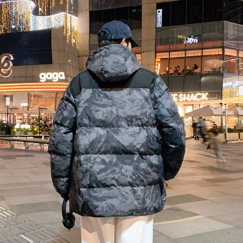 Jaquetas de camuflagem para homens, casaco acolchoado com capuz, quente e espesso, esportes ao ar livre, blusão para inverno, 2023
