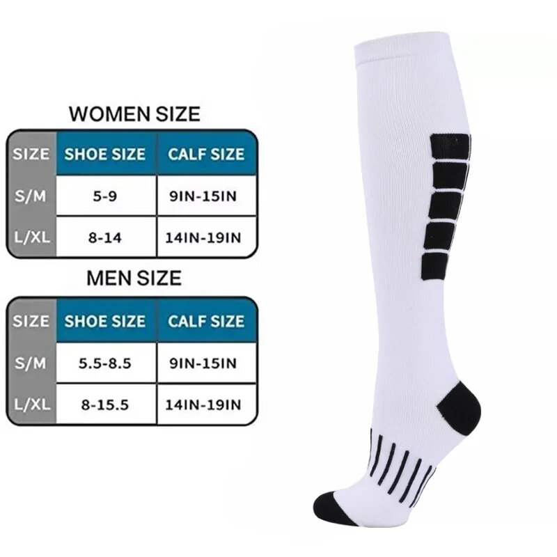 Calcetines de compresión elásticos para hombre y mujer, medias deportivas para gimnasio, fútbol, correr, senderismo, viajes, 20-30mmHg