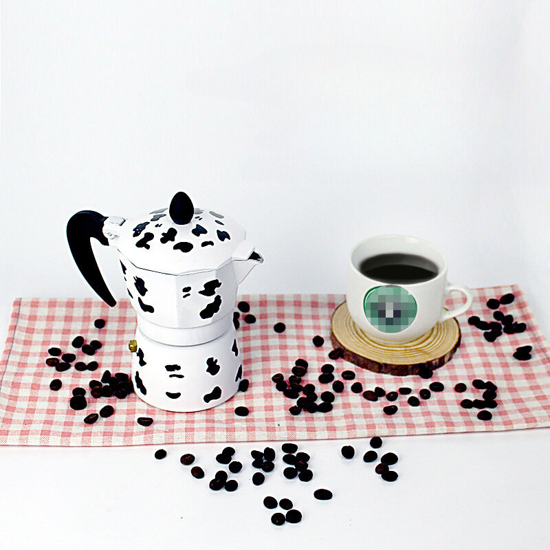 Olla Moka con estampado de vaca, cafetera hecha a mano, para el hogar, para café concentrado italiano