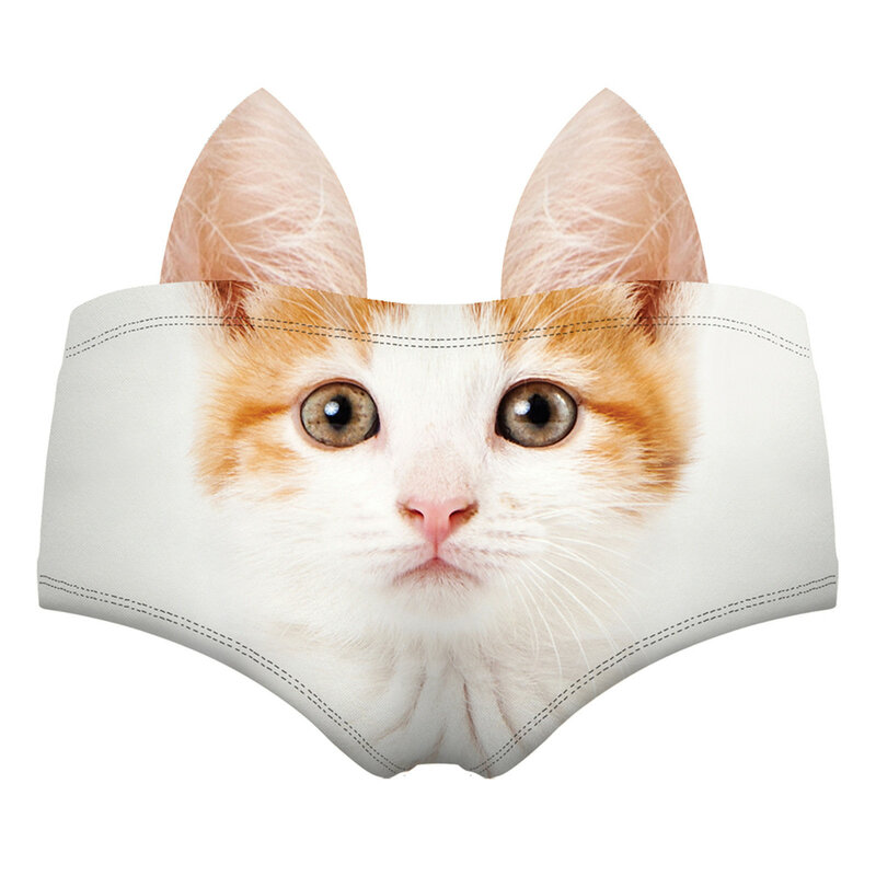 ตลกกางเกงผู้หญิงแมวพิมพ์เซ็กซี่ Thongs ต่ำเอวสตรีกางเกงบราซิลต่ำเอว T-Back ชุดชั้นในผ้าฝ้าย