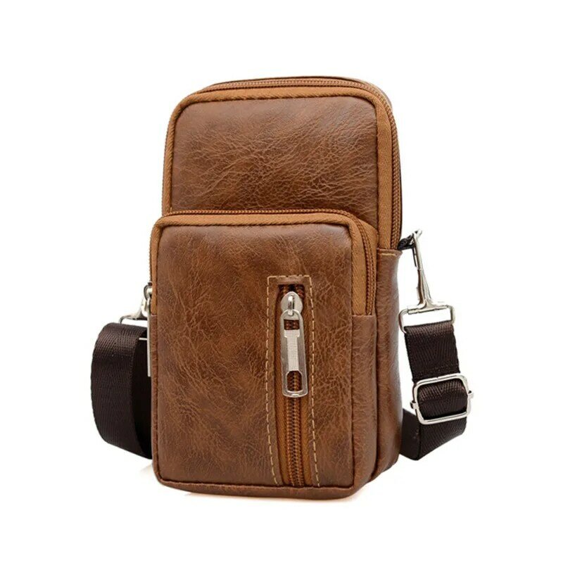 Men's PU Leather Waist Packs Bolsas Phone Pouch Bags Men Handbag Bag Small Chest Shoulder Belt Bag Trend Crossbody Bags Purse