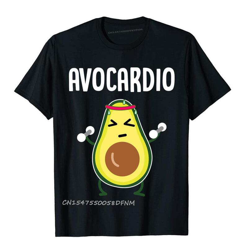 Avocardio Tshirt Funny Avocado 운동 프리미엄 코튼 티셔츠 남성용 웃긴 티셔츠 캐주얼 힙합