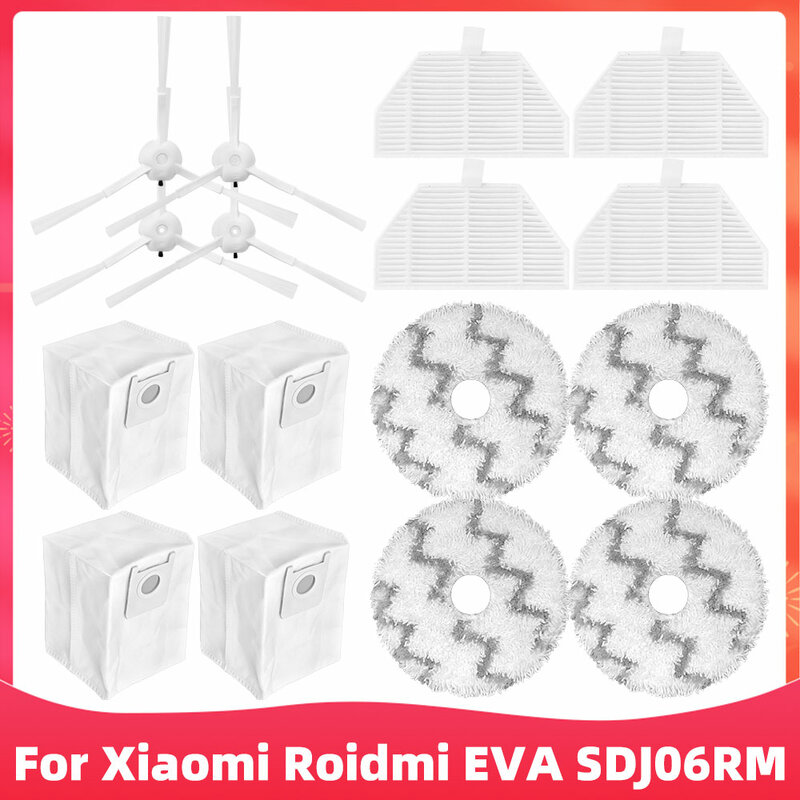Piezas de repuesto para Robot aspirador Xiaomi Roidmi EVA, repuestos para aspiradora SDJ06RM, filtro Hepa, cepillo lateral, mopa, trapo