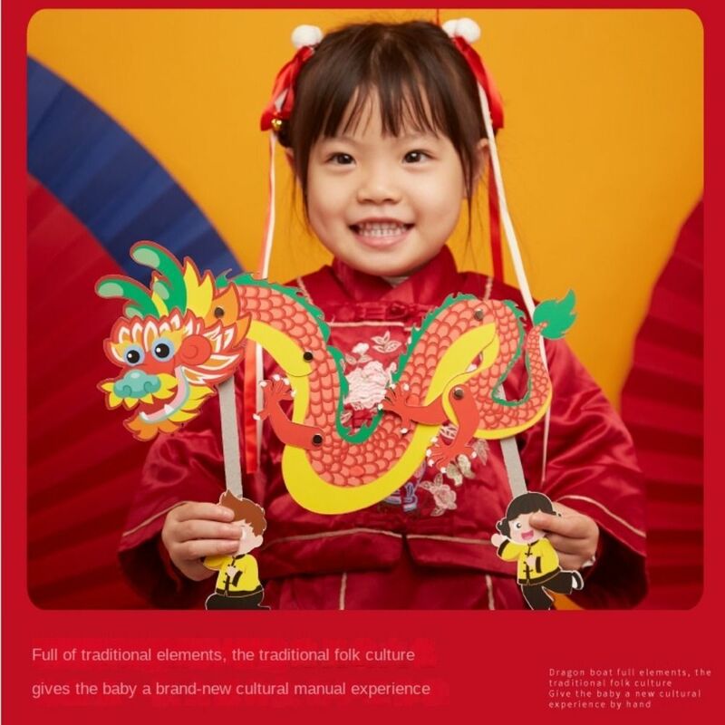 DIY Chinese New Year Dragon Delicate Traditional Culture Dragon Making Material Pack Educational Nostalgia Paper Cutout Gift